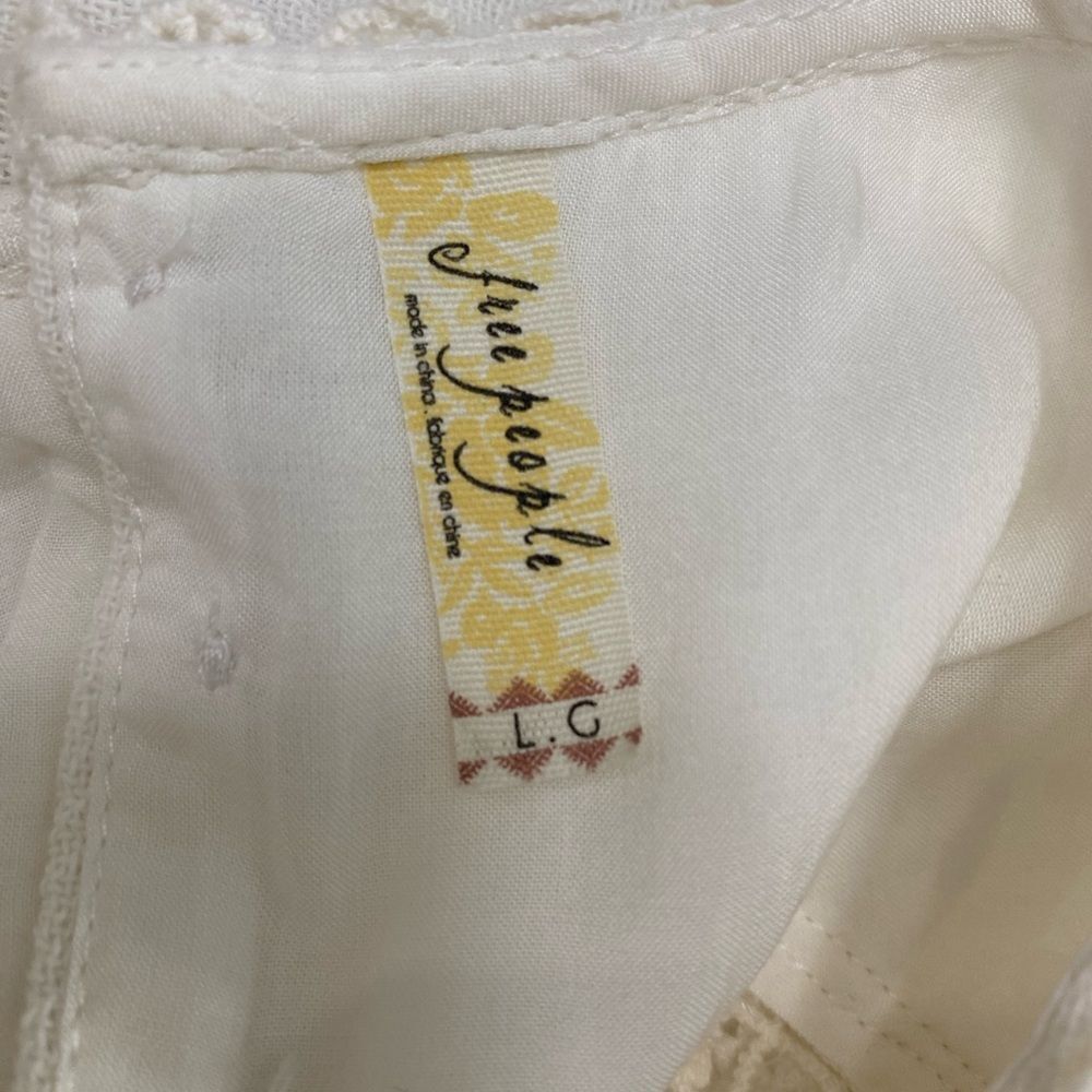 NWT $118 Free People Ivory Button-Front Mini Dress Size Large - Picture 9 of 11